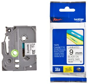 Brother Tape Ptouch 9mmx8mtr TZE221 Black on White