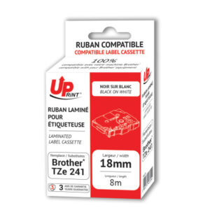 Brother Tape Ptouch 18mmx8mtr TZE241 Black on White Compatible