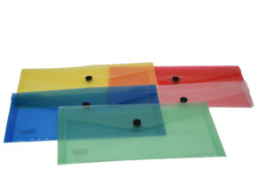 Pocket Files PVC Button 114x229mm Assorted Colors