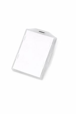 Name Badge Hard Plastic Vertical & Horizontal Double Sided Clear 8.2cm x 5.2cm